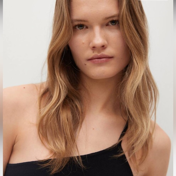 Mango one shoulder asymmetrical black top SMALL - Picture 7 of 7